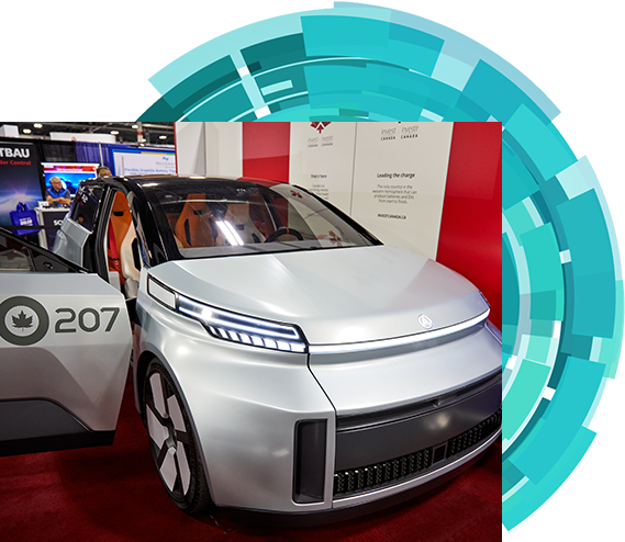 Electric car displying on expo hall