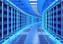 Tunnel with blue lights 